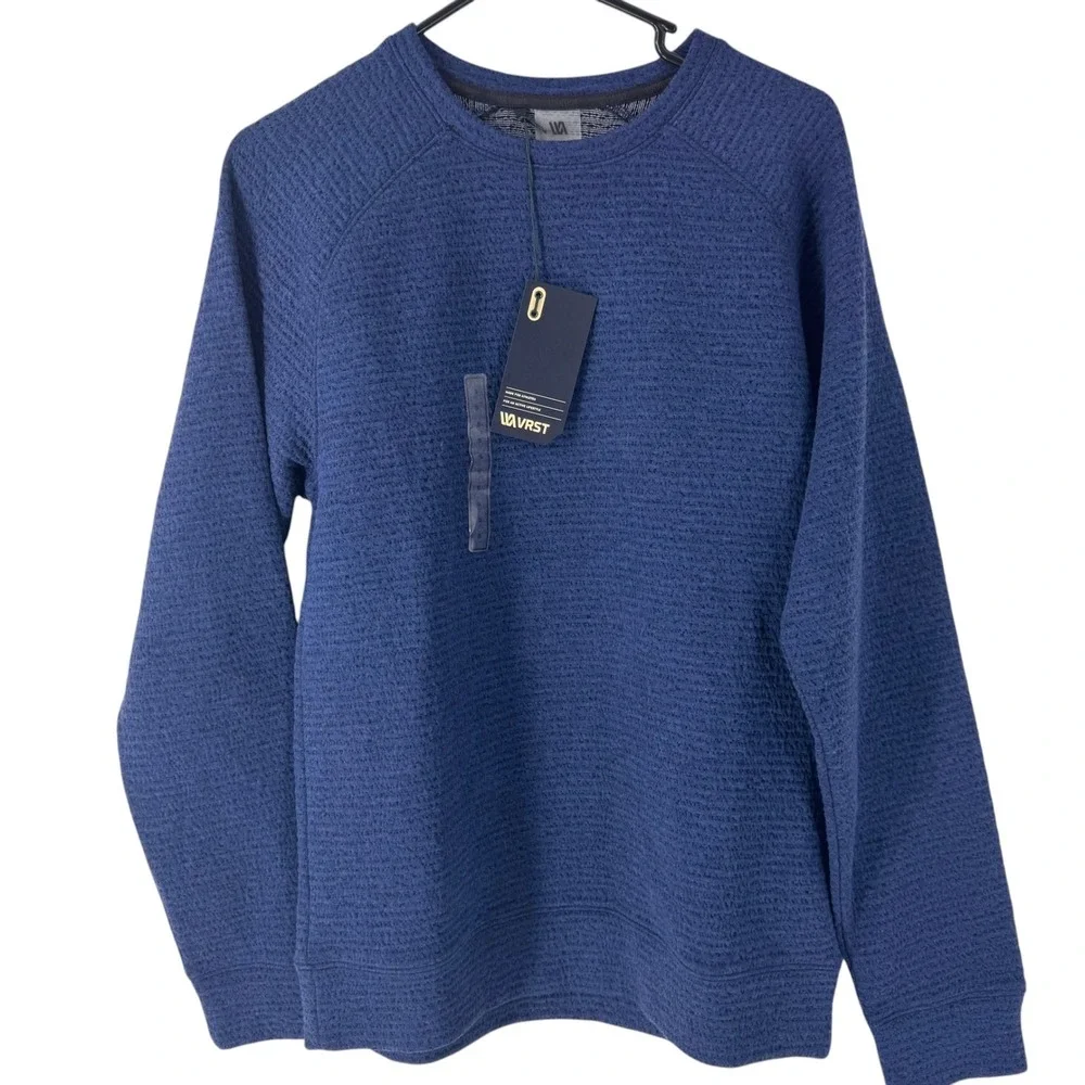 VRST Mens Recharge Lunar Crew Neck Sweatshirt Dark Navy MAX233106 Textured Small